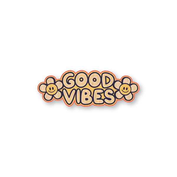 Good Vibes Daisy bamboo sticker made in Hawaii
