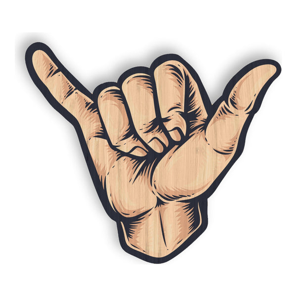 Shaka bamboo sticker made in Hawaii