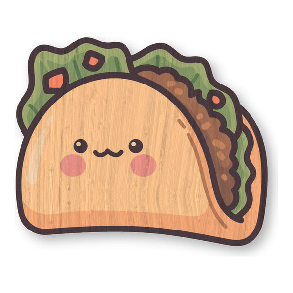 Cute Taco bamboo sticker made in Hawaii