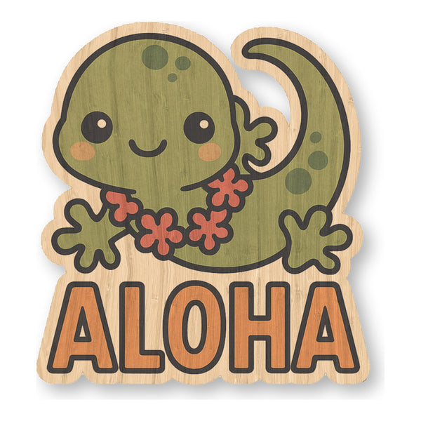 Aloha Gecko bamboo sticker made in Hawaii