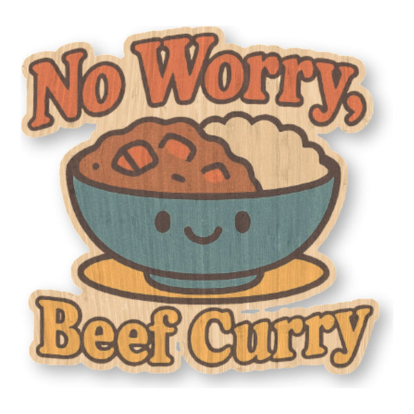 No Worry Beef Curry bamboo sticker made in Hawaii