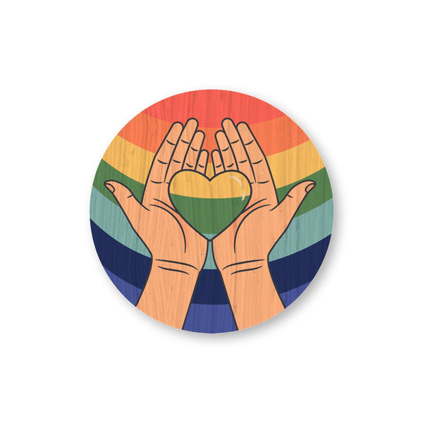 Love Pride bamboo sticker made in Hawaii