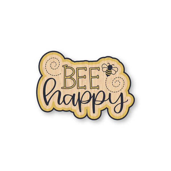 Bee Happy bamboo sticker made in Hawaii