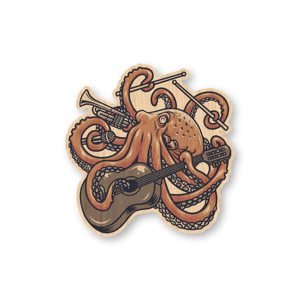 Musical Octopus bamboo sticker made in Hawaii