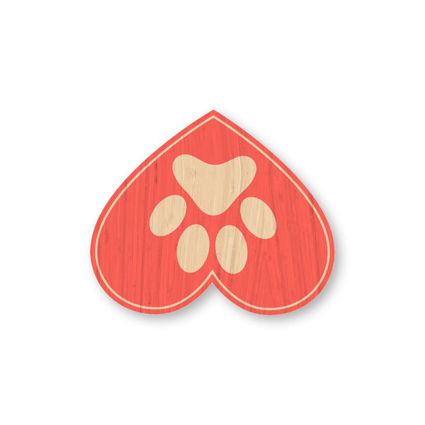 Heart Paw bamboo sticker made in Hawaii