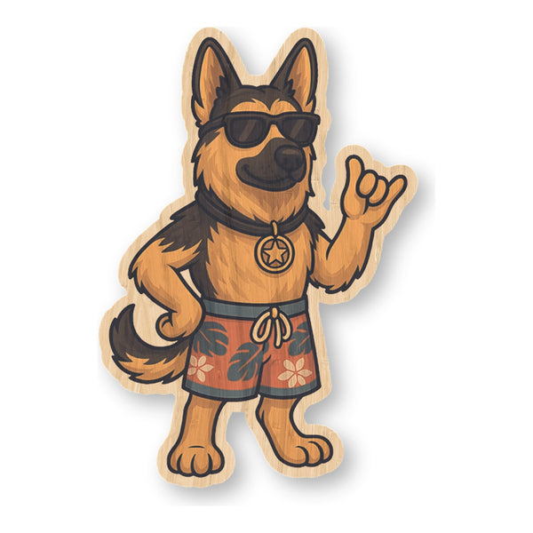 K-9 Shaka bamboo sticker made in Hawaii