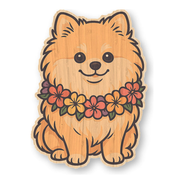 Tropical Pomeranian bamboo sticker made in Hawaii