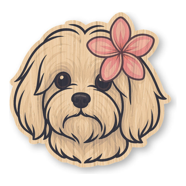 Tropical Lhasa Apso bamboo sticker made in Hawaii