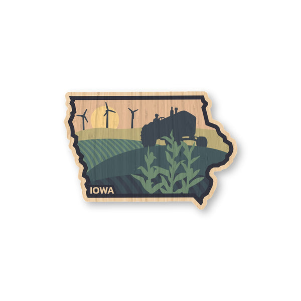 Iowa bamboo sticker made in Hawaii
