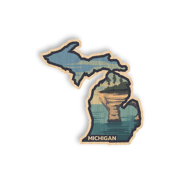 Michigan bamboo sticker made in Hawaii