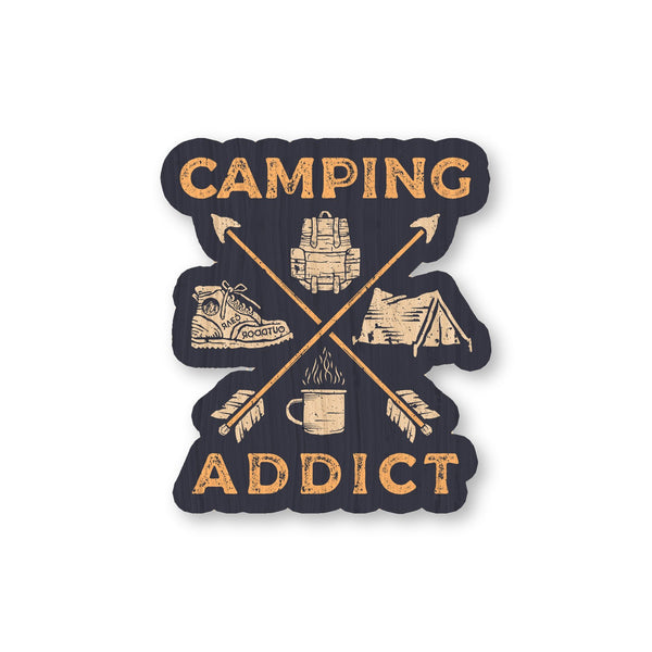 Camping Addict bamboo sticker made in Hawaii