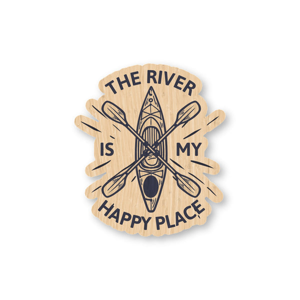 The River Is My Happy Place bamboo sticker made in Hawaii