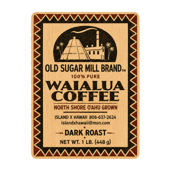 Custom bamboo sticker sample — Waialua Coffee